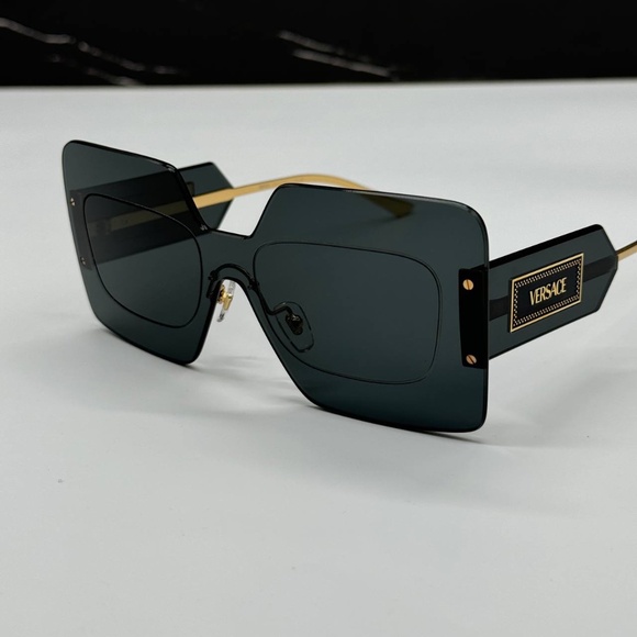 NEW MOD 2277 1002/87 VERSACE BLACK RIMLESS SQUARE VE2277 100287 WOMEN SUNGLASSES - Picture 8 of 11